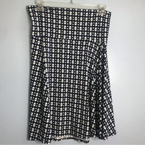 Max Studio Foldover Waist Blue Circle Print Ponte Knit Midi A-Line Skirt SOLD